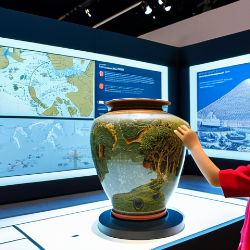 Home 18 A professional photograph capturing the bright, modern interior of the National Museum of Singapore. The scene features historical exhibits alongside interactive digital displays. In the foreground, an ancient ceramic vase is respectfully displayed behind glass, next to a large, vibrant LED screen projecting historical maps and timelines. Visitors, fully clothed in professional, modest attire, are observing the exhibits with curiosity. A family, including a child, is engaged with a touch-screen interactive exhibit, learning about Singapore's past. The lighting is soft and inviting, highlighting the artifacts and technology seamlessly. The atmosphere is educational and engaging, safe for work, appropriate content, fully clothed, professional photography, high quality, perfect anatomy, correct proportions, natural pose, well-formed hands, proper finger count, natural body proportions, realistic, detailed.